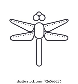 dragonfly vector line icon, sign, illustration on background, editable strokes