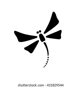 Dragonfly vector logo. Black silhouette