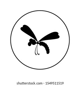dragonfly - vector logo icon for web. black on white. Minimalistic cartoon style.