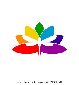 dragonfly vector logo. lotus leaf logo.