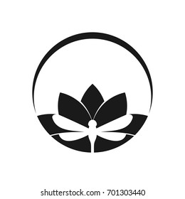 dragonfly vector logo. lotus leaf logo.