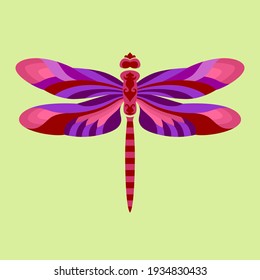 Dragonfly Vector In Red And Purple Color