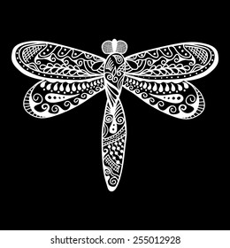 Dragonfly vector single color icon isolated on black background