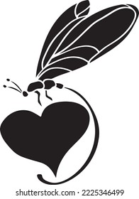 Dragonfly Vector Stencil, Black and White