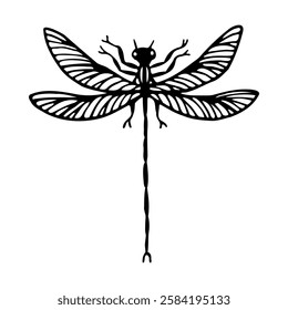 Dragonfly. Vector stock illustration eps10. Outline, hand drawn.