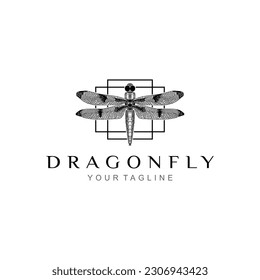 Dragonfly Vintage Logo Design Vector Art