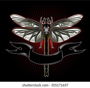 dragonfly in vintage style