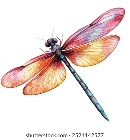 Dragonfly watercolor clipart illustration isolated