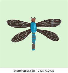 Dragonfly. watercolor painting vector of cute insect. isolated animal illustration.