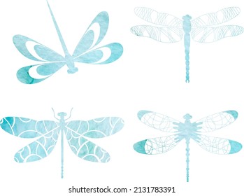 dragonfly watercolor silhouette isolated vector