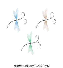 Dragonfly watercolor vector illustration