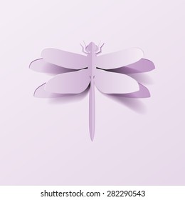 The dragonfly who is cut out from paper of lilac color