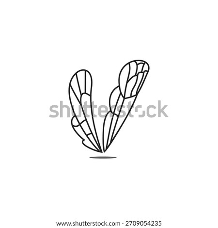 dragonfly wings letter v simple logo vector  