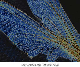 Dragonfly wings, macro photo, bright colors
