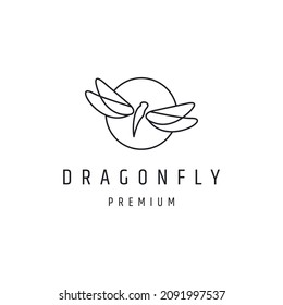 Dragonfly wings  Minimalist elegant line art style logo icon design template 