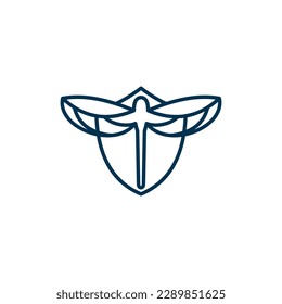 Dragonfly wings shield line modern logo