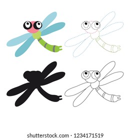 dragonfly worksheet vector design for kid