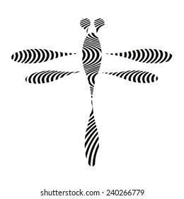 dragonfly with zebra stripes vector pictogram