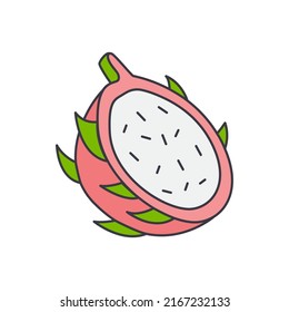 Dragonfruit Fruit Icon In Color, Isolated On White Background 