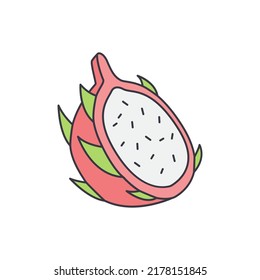 Dragonfruit Fruit Icon In Color, Isolated On White Background 