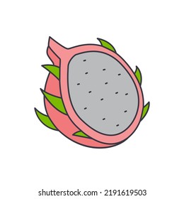 Dragonfruit Fruit Icon In Color, Isolated On White Background 