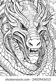 Dragons Adult Coloring page .