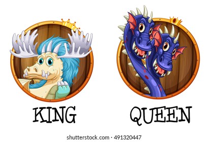 Dragons being king and queen illustration
