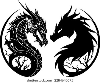 Drachen - Schwarz-Weiß-Symbol einzeln - Vektorgrafik