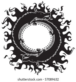 Dragons black & white. Vector.