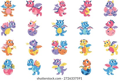 Dragones Y Ilustraciones De Fantasía Ilustración vectorial. Plantilla de diseño de símbolos de ilustración para elemento de interfaz de usuario móvil de Web.