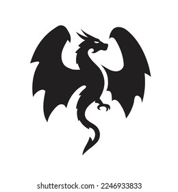 dragons fly silhouettes stylized vector illustrations