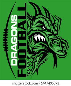 dragons football team design with mascot and laces for school, college or league