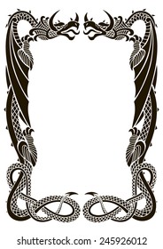 Dragons Frame Ornament Isolated On White Stock Vector (Royalty Free ...