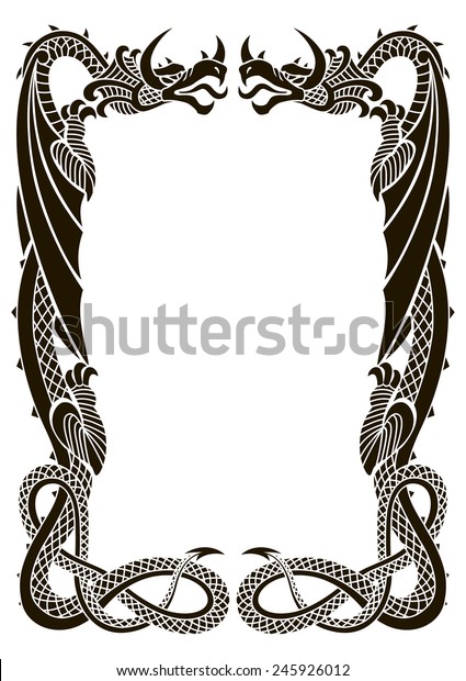 Dragons Frame Ornament Isolated On White Stock Vector (Royalty Free ...