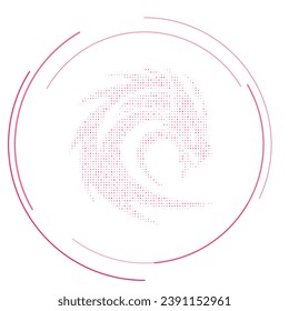 The dragon's head symbol filled with pink dots. Pointillism style. Vector illustration on white background