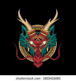 Dragons head. Traditional concept. Ancient China and Japan. Mythology and culture. tattoo style