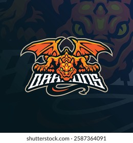 Dragons mascot logo design with modern illustration concept style for badge, emblem and t shirt printing. Dragon illustration for sport and esport team.