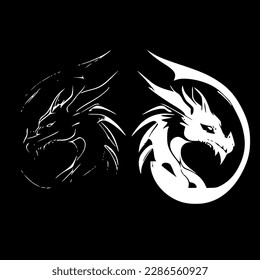 Dragons - Minimalist and Flat Logo - Vector illustration