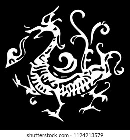 The dragon's pattern on a black background.