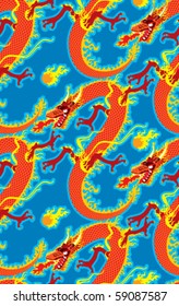 Dragons seamless pattern. Vector.