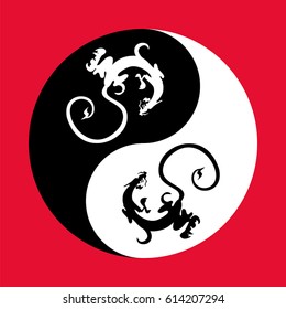 Dragons in the shape of the yin yang, symbol of harmony and balance.