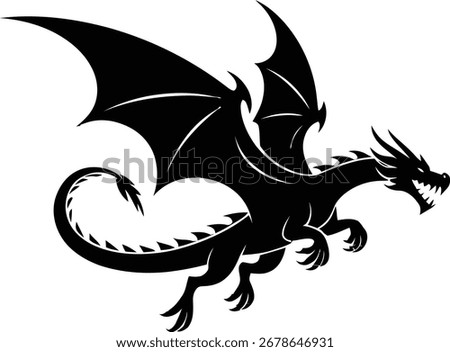 Dragons silhouette premium vector template. dragon vectors illustration