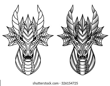 Dragons. Vector illustration for  textile prints, tattoo, web and graphic design
