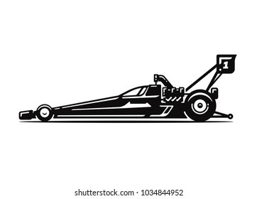 Dragster Car On White Background.