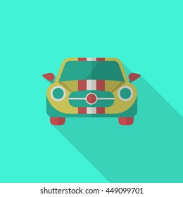 Dragster icon , Vector flat long shadow design. Racing concept.