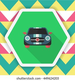 Dragster icon , Vector flat long shadow design. Racing concept.