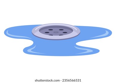 drain in the bathroom. water drains into the bathroom. flat vector illustration