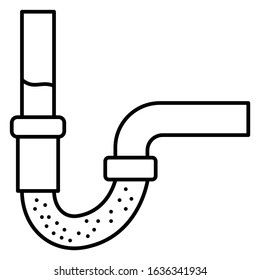 Drain Cleaning Concept, Plumber & Sewerage Service Vector Icon Design, Kitchen Drain Pipe on White background
