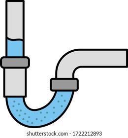 Drain Cleaning Concept, Plumber & Sewerage Service Vector Color Icon Design, Kitchen Drain Pipe on White background