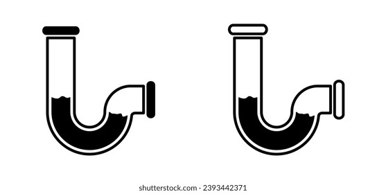 Drain cleaning icon. Clogged pipe line. Plumbing. Drain pipe clogged with mud or dirt. Clogged sink pipes. Kitchen sink logo. Canalization Problem, waterway for repair. Cleaner sewage. Service concept